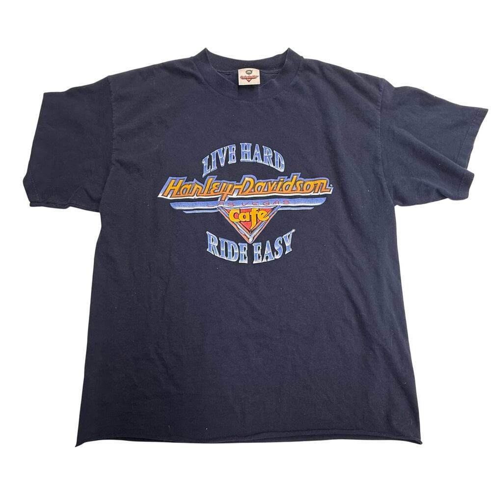 Navy Mens Harley Davidson Las Vegas Cafe T-Shirt Size XL